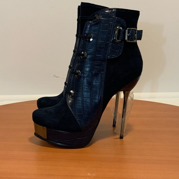 New Lui Chung Platform Heeled Boots Size 10 - Picture 7 of 9
